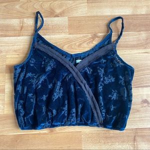 Blue Crush Velvet Crop Top